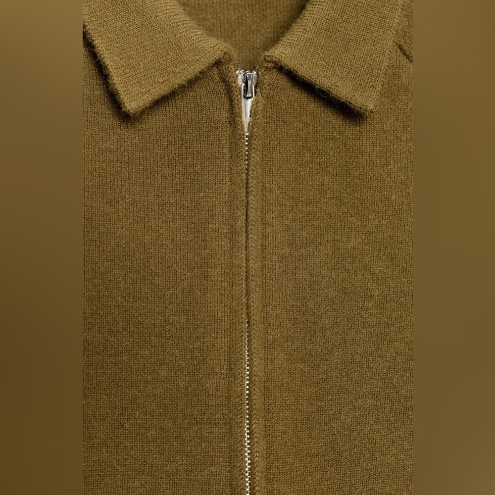 ZARA ZIP-UP CARDIGAN OLIVE GREEN MEDIUM - Picture 6 of 10